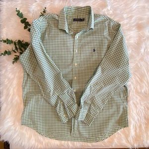 XXL Polo Ralph Lauren white, blue & lime green button down long sleeved shirt